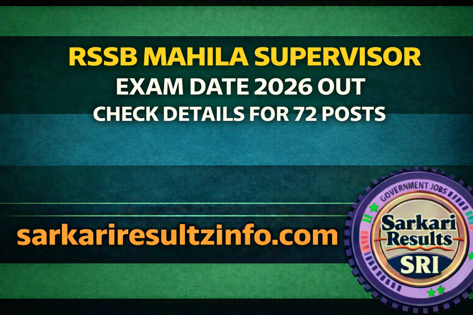 RSSB Mahila Supervisor Exam Date 2026 update banner